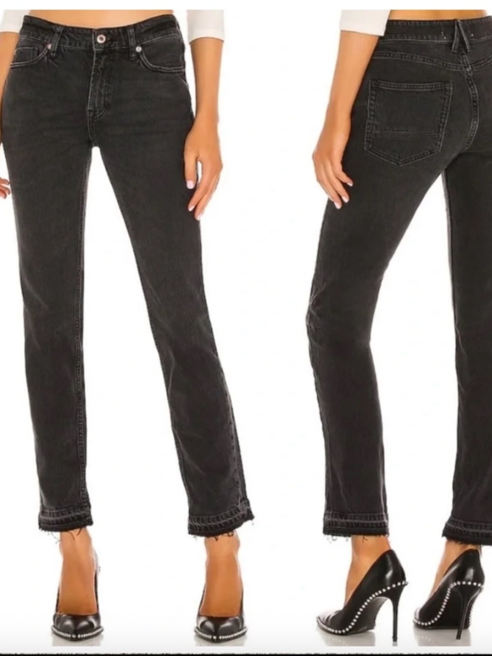 NWT Free People Cuffed Slim Boyfriend Jeans Faded Black -26